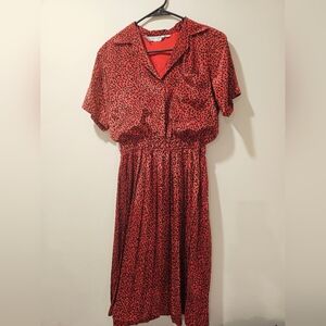 Samantha Stevens Petites Vintage Red & Black Silky Dress Size 10 P